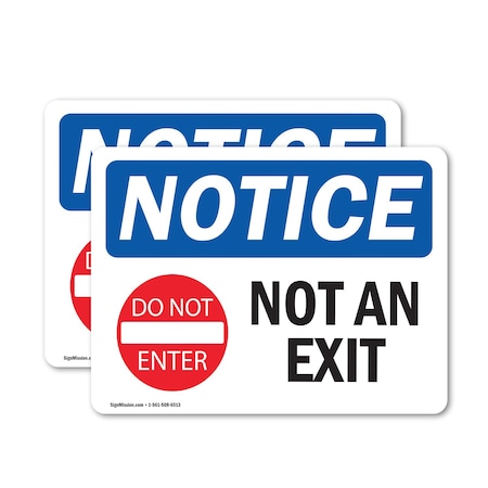 Signmission Not An Exit Sign With Symbol, 14 in W x Rectangle, Vinyl Decal OS-2PACK-NS-D-1014-L-15165